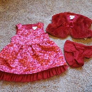 Red dots dress with shawl and diaper cover